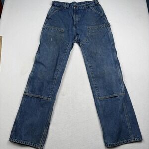 Carhartt B73 DST Double Front Jeans Mens 34x34 Blue Denim Workwear Carpenter
